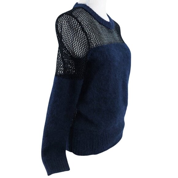 AllSaints Minako Angora Mesh Sweater Navy Blue Size 4 Small - Picture 8 of 15